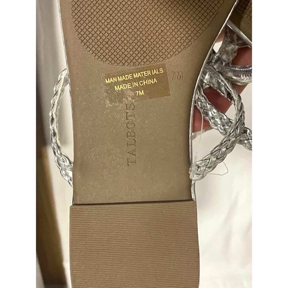 NWT Talbots Cece Thong Sandals Size 7 Womens Silver Slip On Braided Metallic - Picture 5 of 9